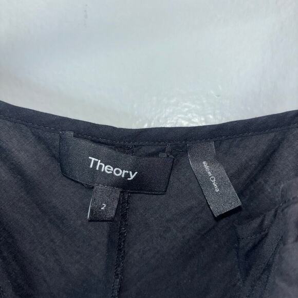 Theory Black 100% Cotton Slip Dress - Size 2- Little Black Dress LBD Slip Dress - Picture 7 of 9